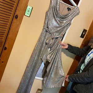 Silver/taupe jumpsuit, size 6, worn once